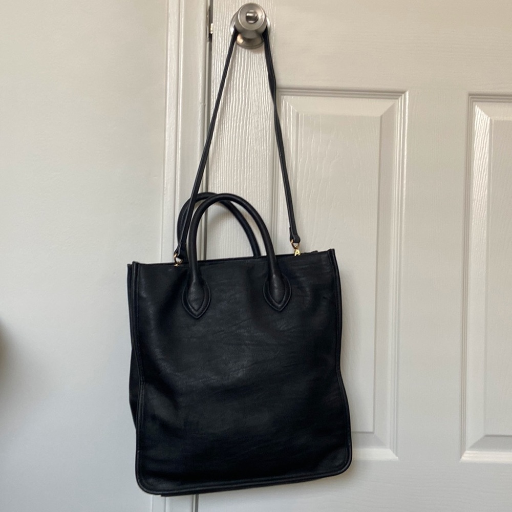 Leather black purse/tote - JCREW